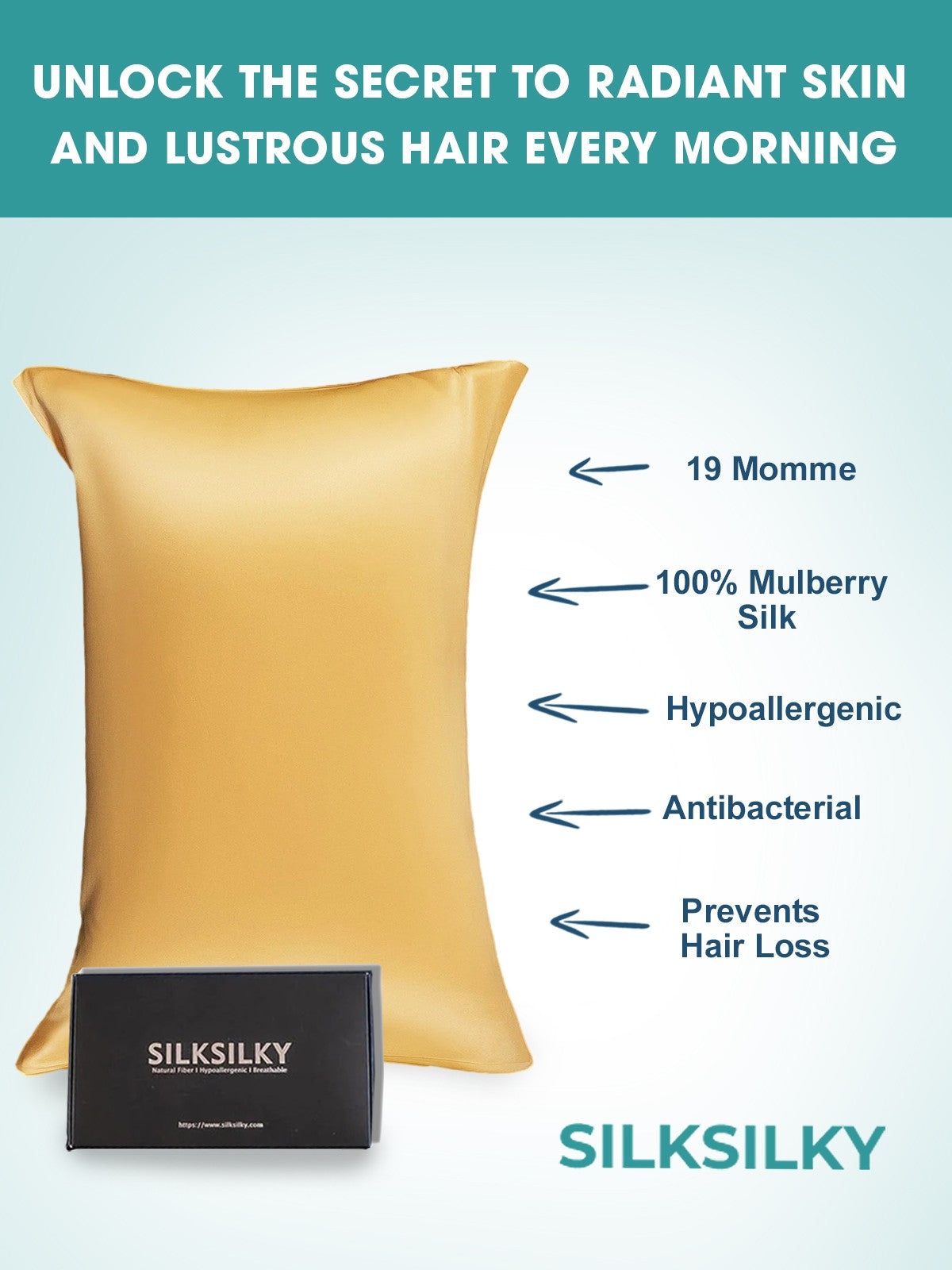 [Champagne] SilkSilky-FR 19Momme Pure Soie Pillowcase 002