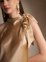 [Champagne] SilkSilky-FR Sleeveless Tie Neck Robes 003