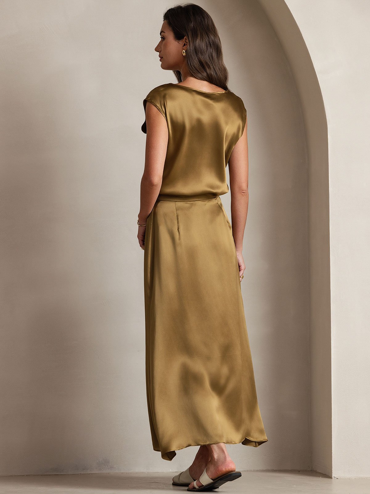 [Brun] SilkSilky-FR 19Momme Soie Skirt 004