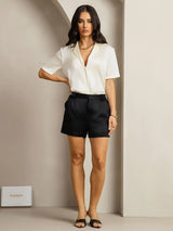 [Noir] SilkSilky-FR 19Momme Soie Womens Shorts 004,