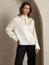 [Ivory] SilkSilky-FR 19Momme Soie Womens Shirt 008