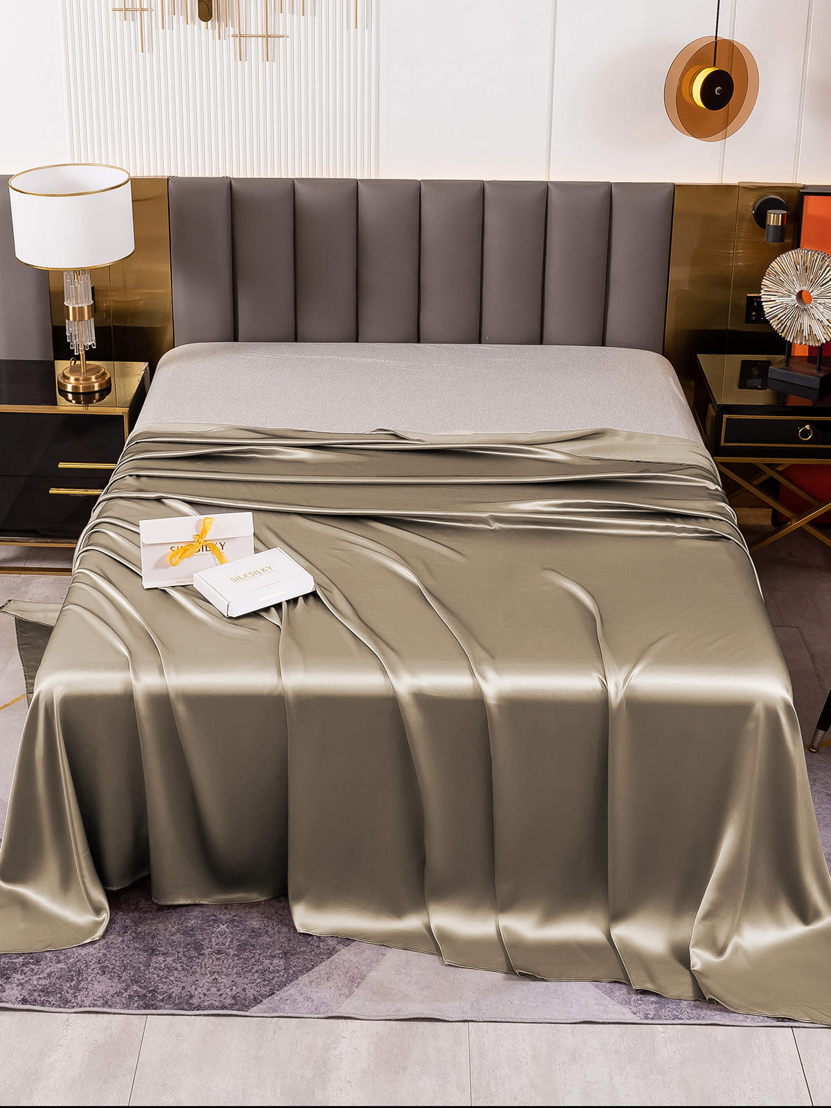 [Kaki] SilkSilky-FR 19Momme Pure Soie Sheet 002