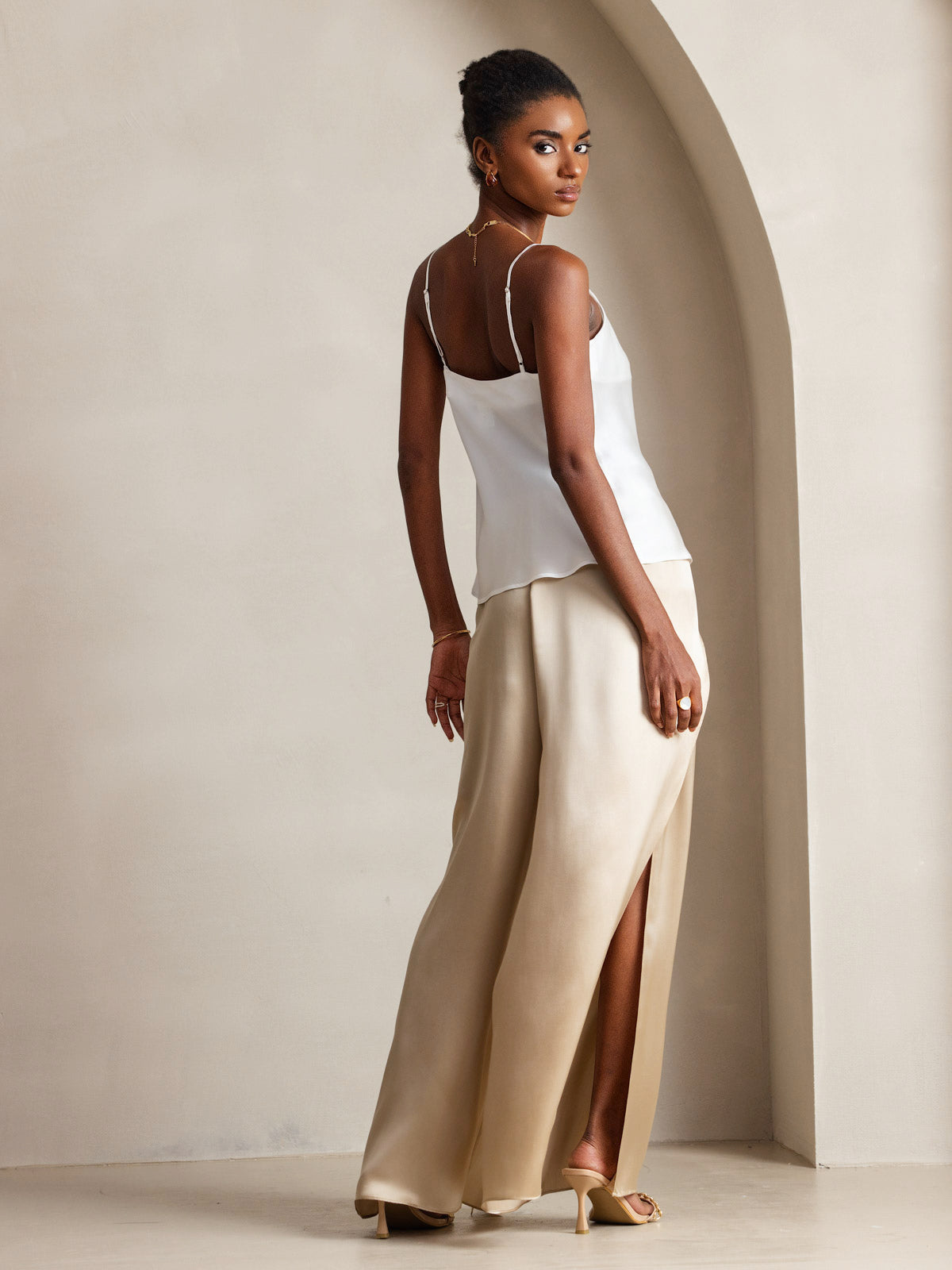 [Blanc] SilkSilky-FR Pure Soie Camisoles 002