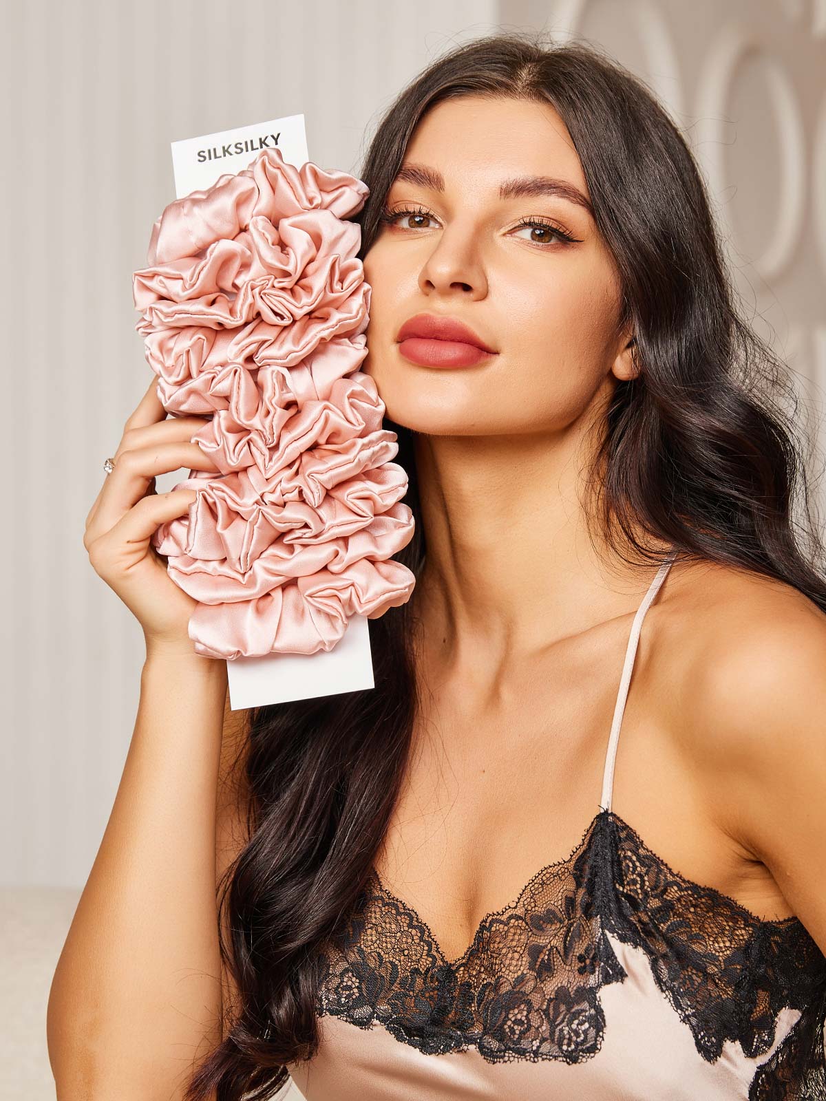 [Rose] SilkSilky-FR 19Momme Pure Soie Scrunchie 001