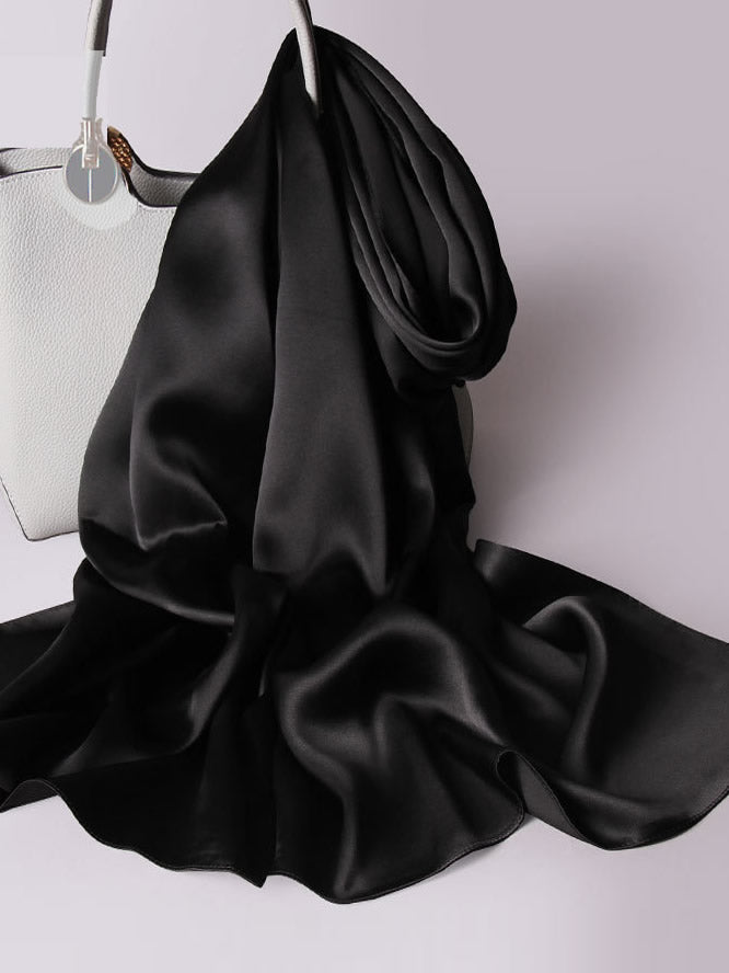 SilkSilky-FR Pure Soie Scarf Noir 003