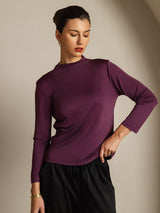 [Violette] SilkSilky-FR Soie Col Haut Femme T-Shirt 003