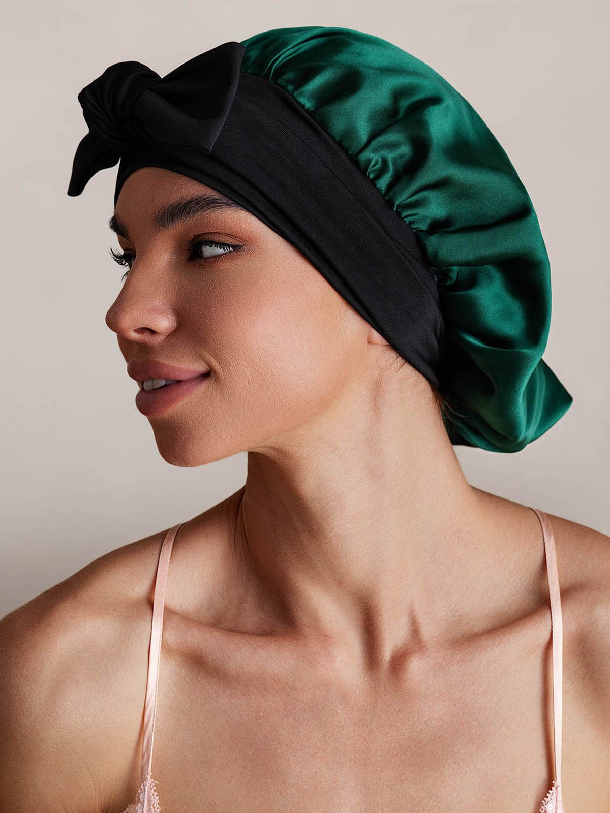 SilkSilky-FR Soie Sleep Cap VertFoncé 002