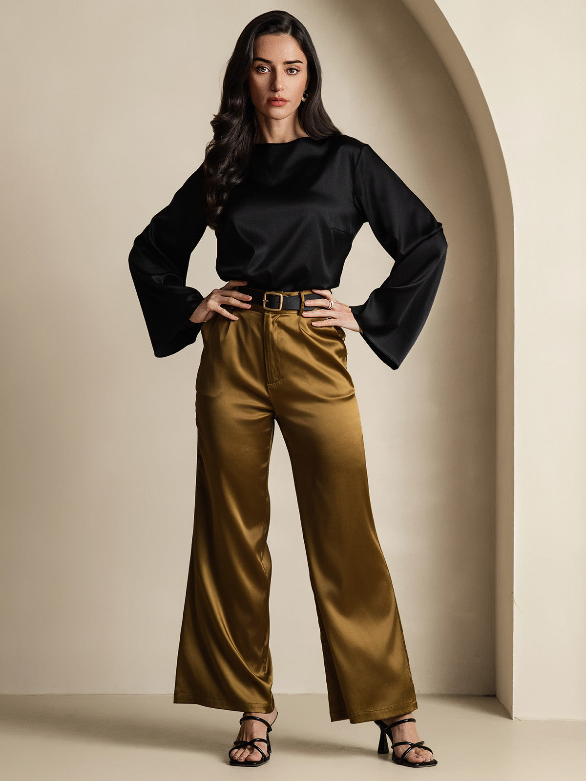 [Noir] SilkSilky-FR 19Momme Soie Col Rond Femme T-Shirt 007