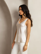 [Gris Clair] SilkSilky-FR Sleeveless V Neck Top À Fines Brides 002