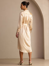 [Champagne] SilkSilky-FR Long Sleeve Lapel Collar Robes 002