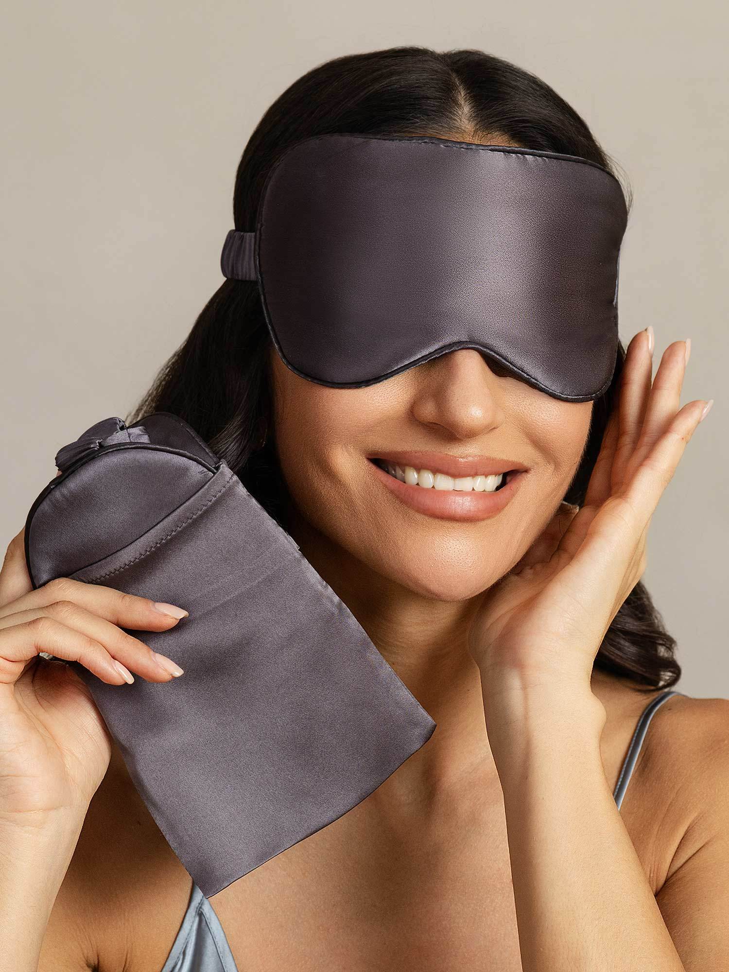 [GrisFoncé] SilkSilky-FR Soie Eye Mask 005