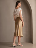 SilkSilky-FR 19Momme Pure Soie Skirt Champagne 006