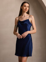 [Bleu Foncé] SilkSilky-FR Sleeveless Cowl Neck Robes 003