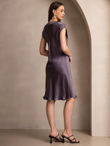 [Gris Pourpre] SilkSilky-FR Mancheron Col V Chemises de nuit 002