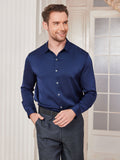 SilkSilky FR Soie Manches longues Col Chemise Homme Chemise BleuFoncé 003