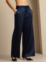 [BleuFoncé] SilkSilky-FR 19Momme Womens Pants 004