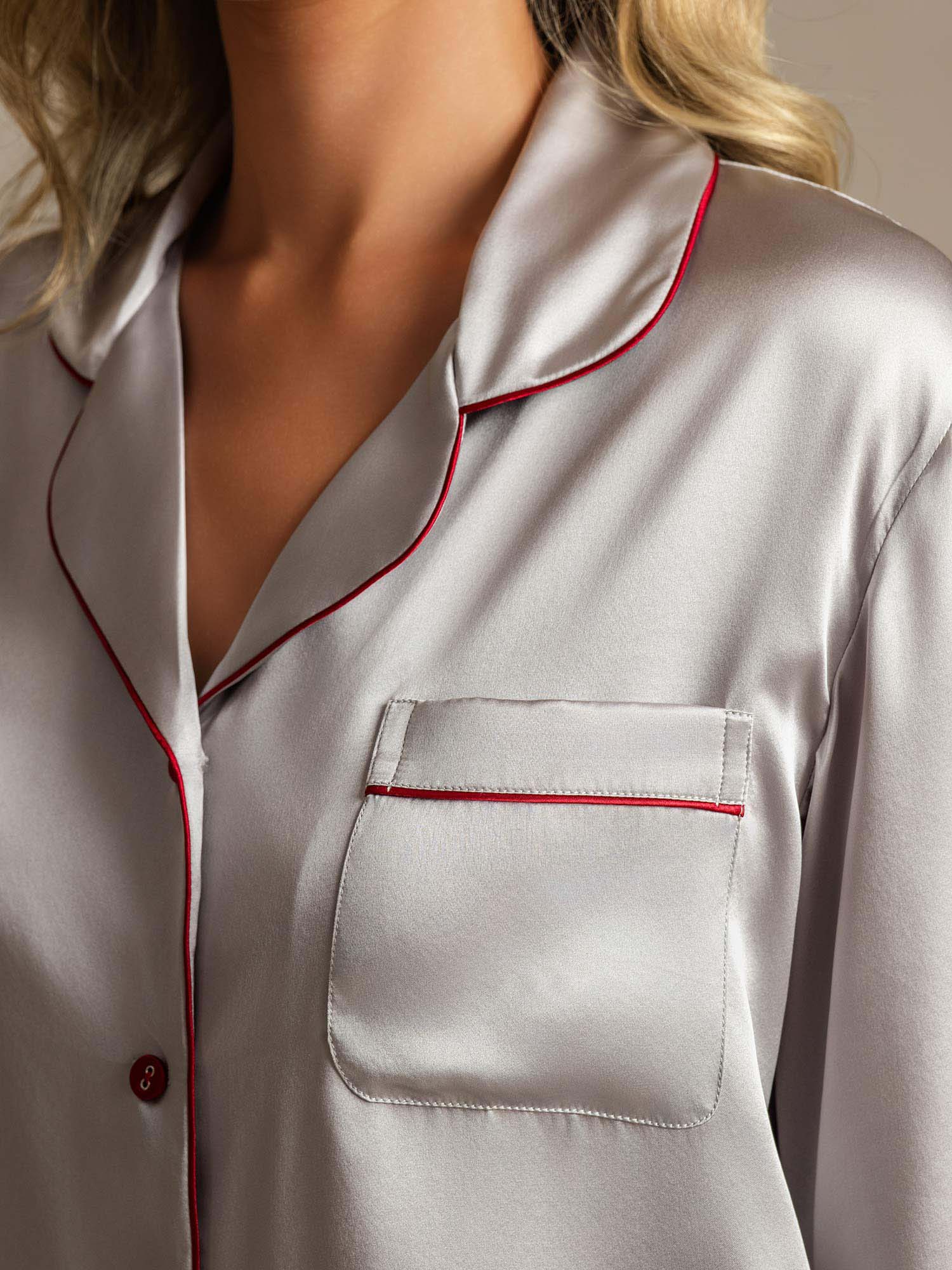 [Argent] SilkSilky-FR Pure Soie Womens Pajamas 004