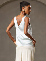 [Bleu Clair] SilkSilky-FR Sleeveless V Neck Top À Fines Brides 002