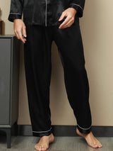 [Noir] SilkSilky-FR Pure Soie Mens Sleep Bottoms 003,