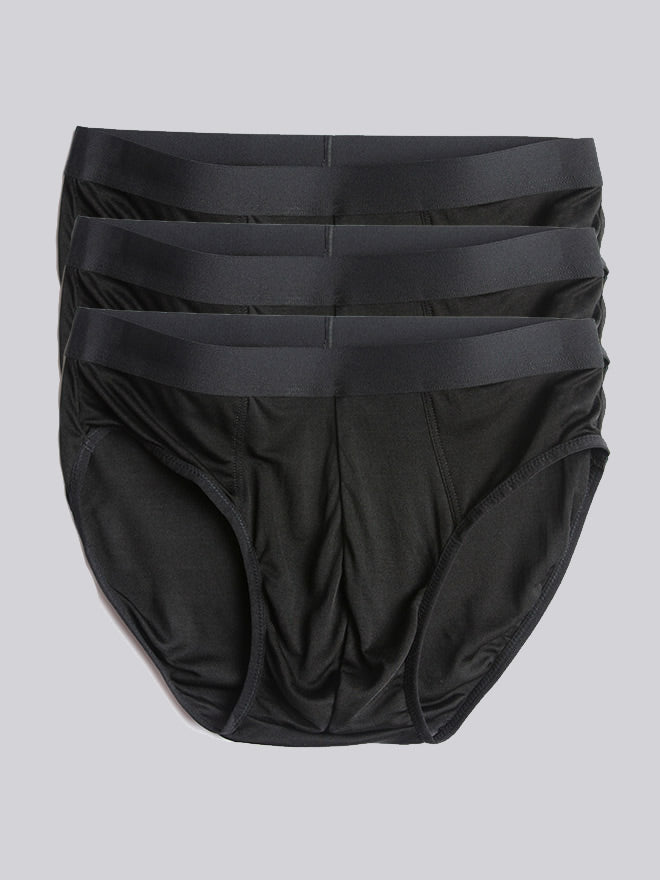 [Noir] SilkSilky-FR Pure Soie Mens Underwear 006