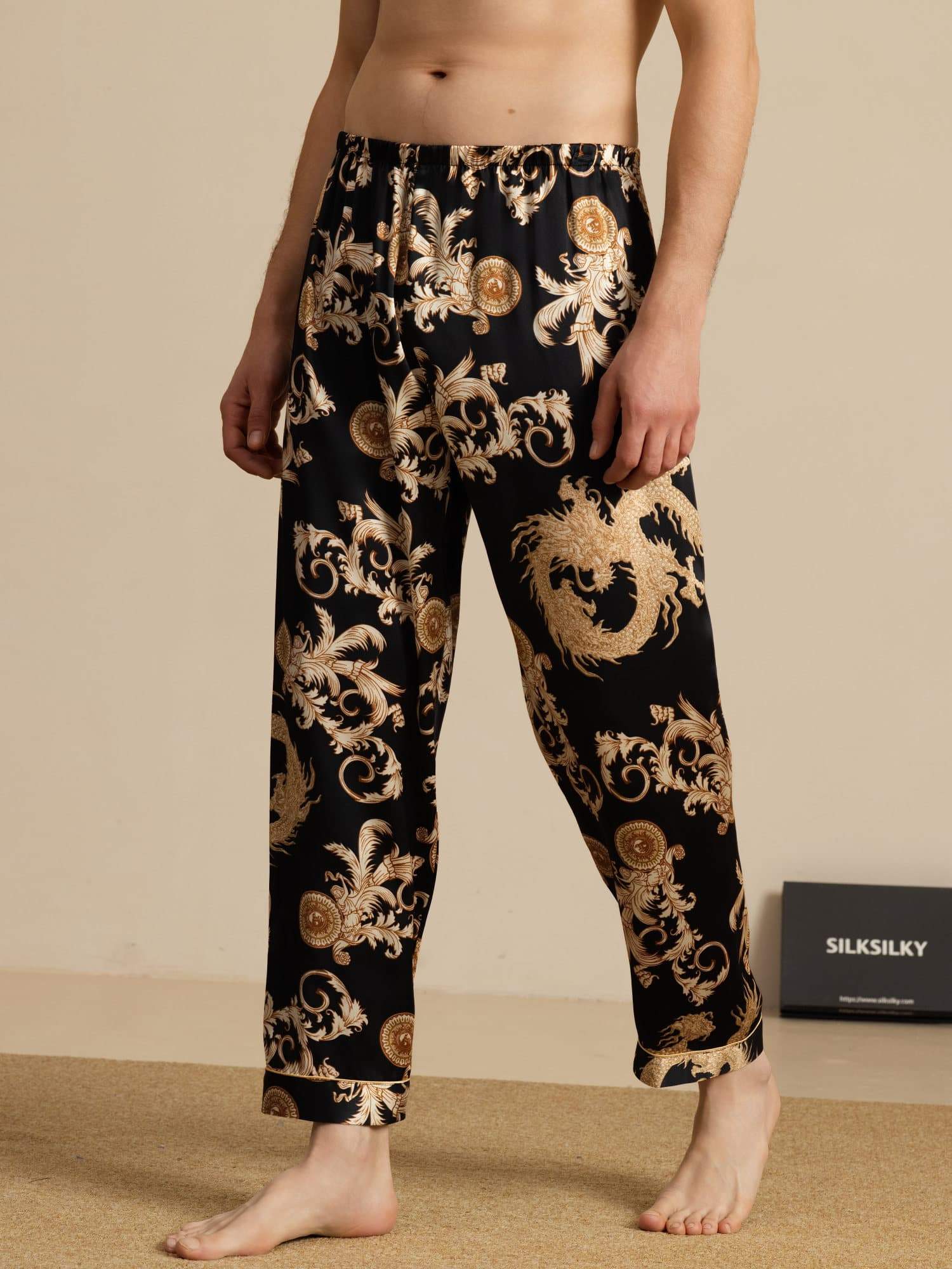 [Dragon Noir] SilkSilky-FR Mens Sleep Bottoms 003