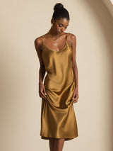 [Brun] SilkSilky-FR Sleeveless Col en U Robes 007