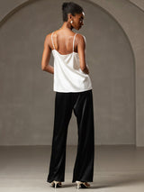 [Blanc] SilkSilky-FR Spaghetti Strap Top À Fines Brides 002
