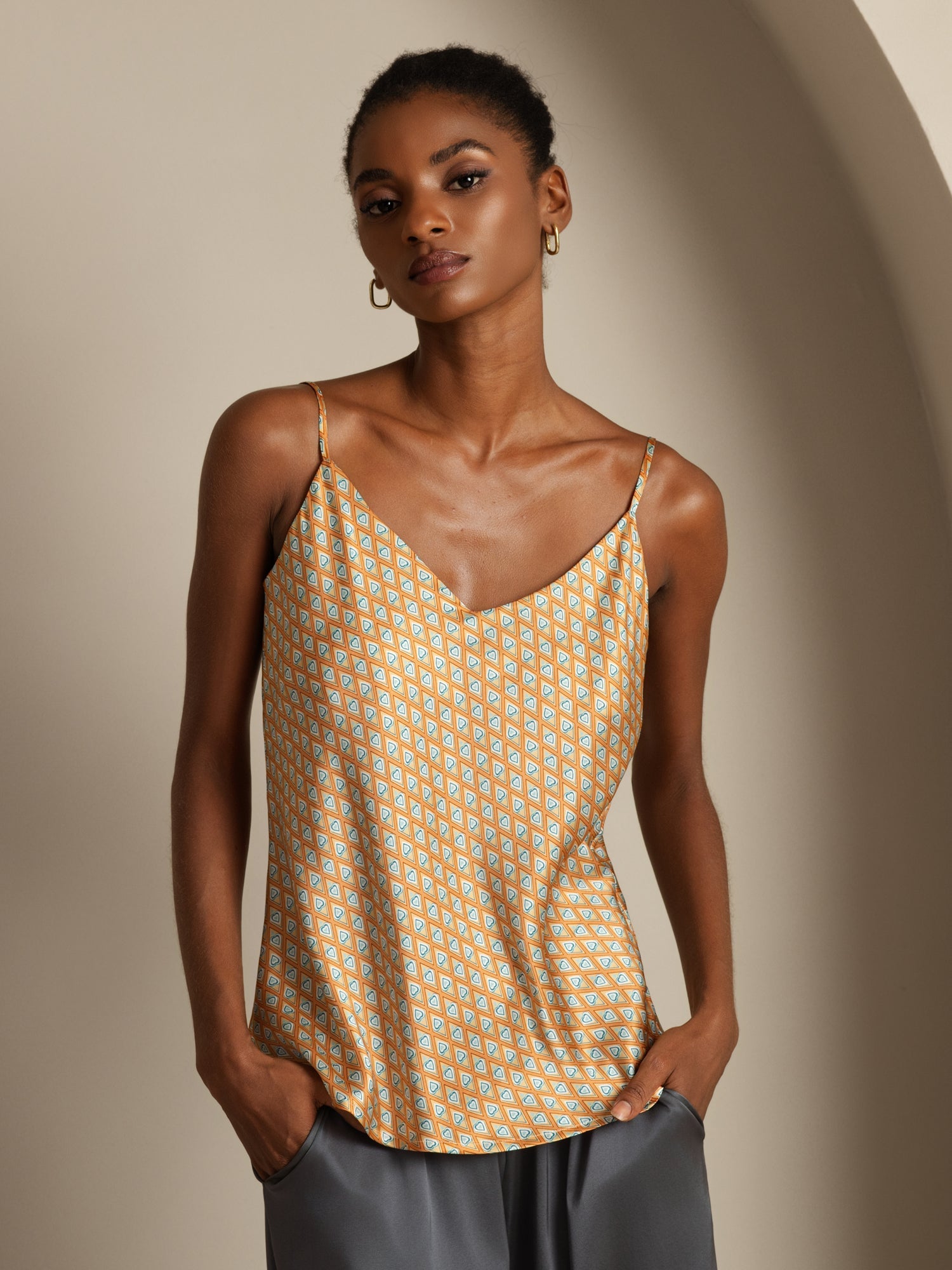 [Floral] SilkSilky-FR Pure Soie Camisoles 001