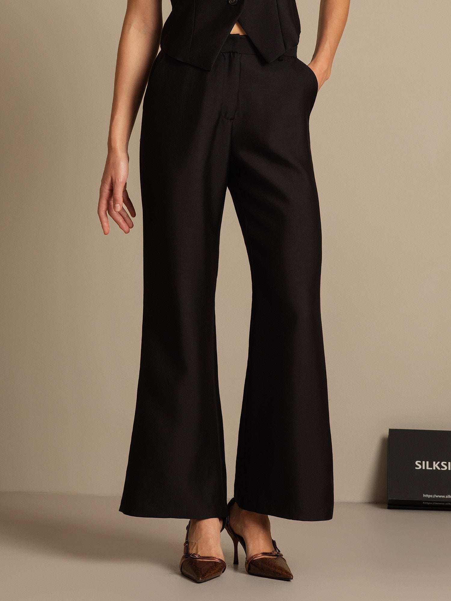 [Noir] SilkSilky-FR 32Momme Soie Womens Pants 001,