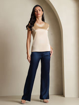[Champagne] SilkSilky-FR Sleeveless Round Neck Top À Fines Brides 004