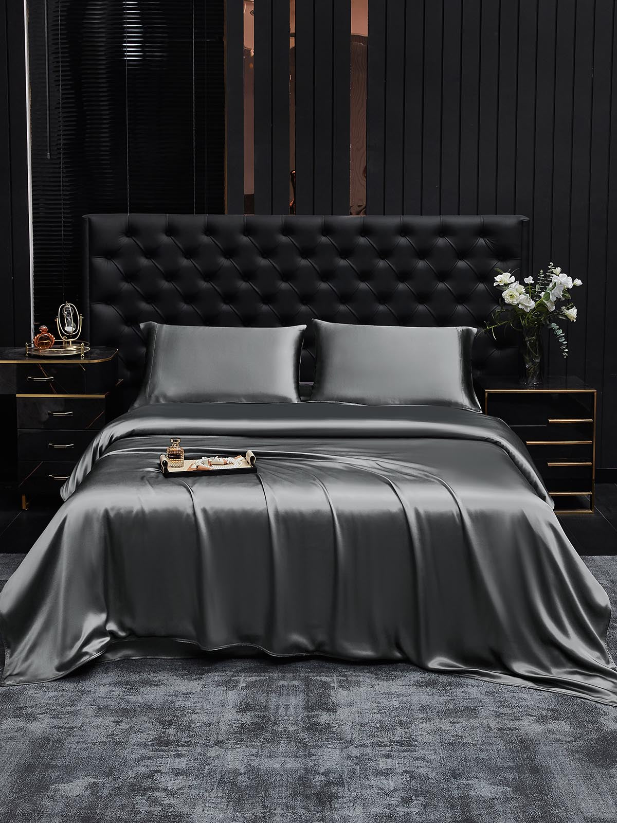 [Gris Foncé] SilkSilky-FR 19Momme Pure Soie Bedding Set 002