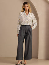 [Fleur de Sauge] SilkSilky-FR Long Sleeve Lapel Collar Blouse 008