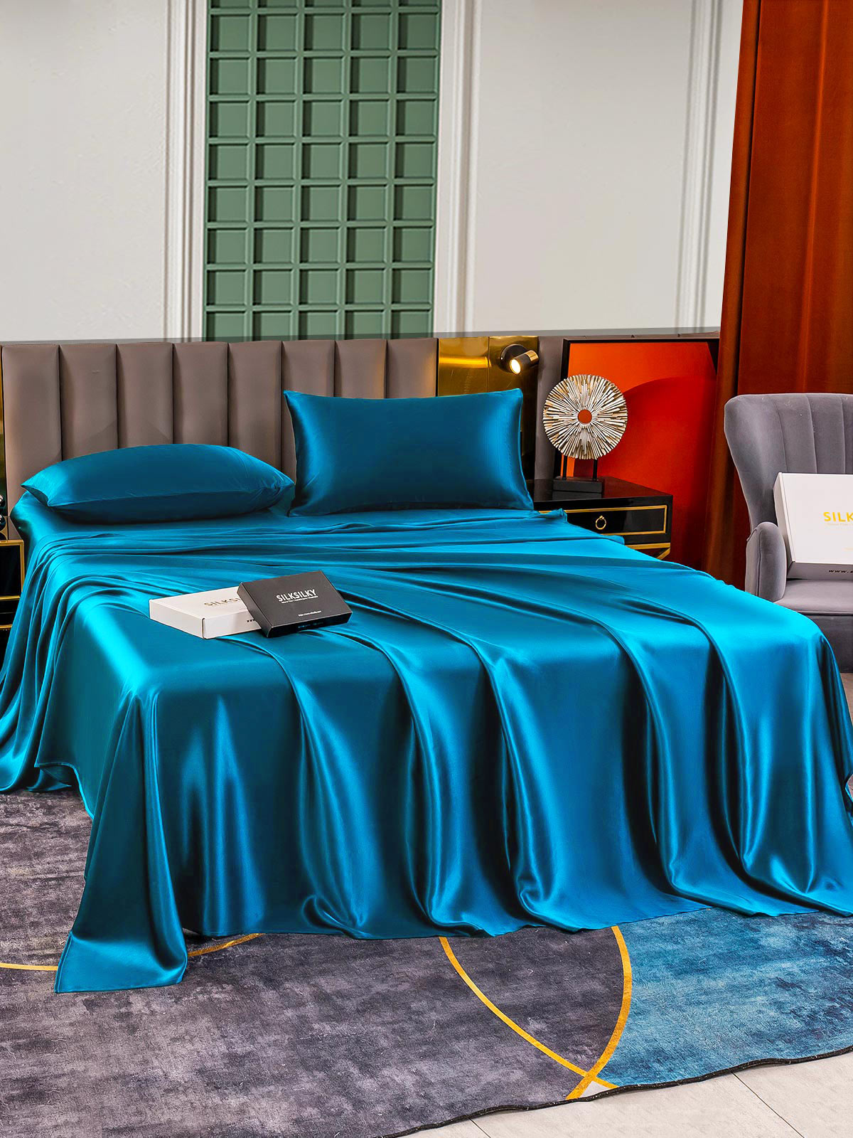 [Bleu Royal] SilkSilky-FR 25Momme Pure Soie Bedding Set 002