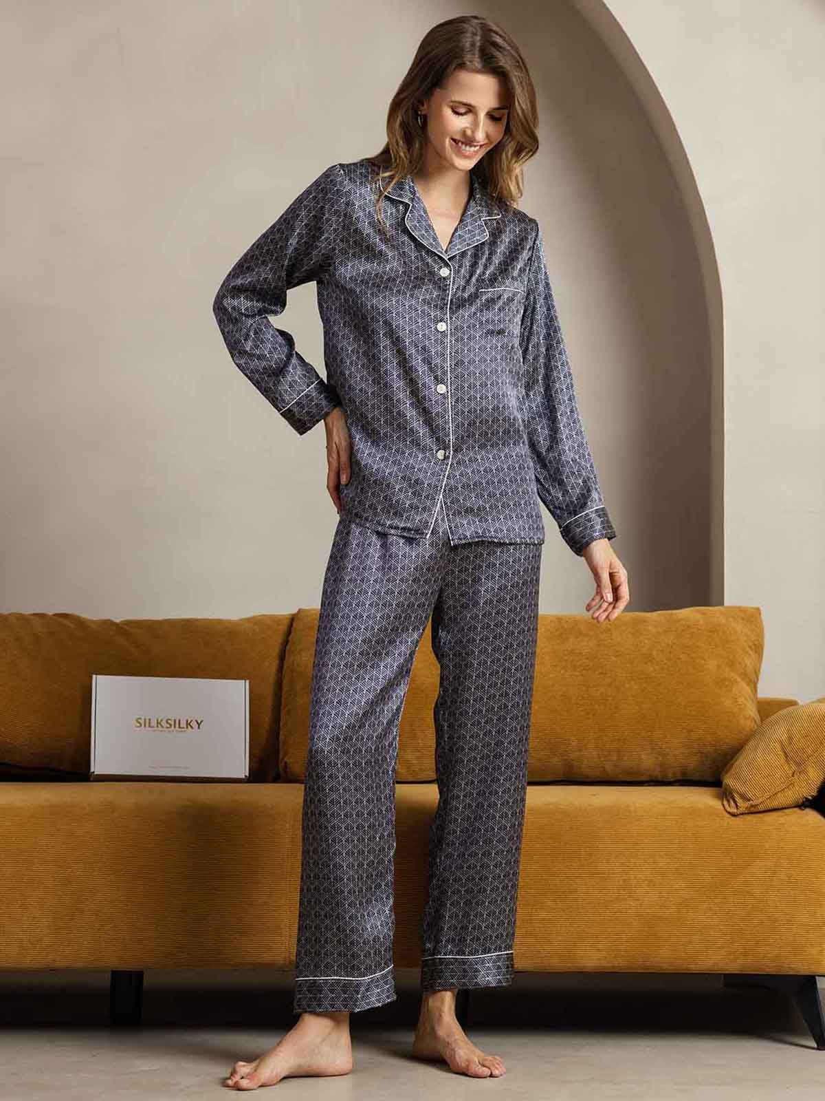 [Ginkgo Marine] SilkSilky-FR Pure Soie Womens Pajamas 004