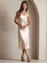 [Champagne] SilkSilky-FR Sans manches Encolure Dégagée Robes 003