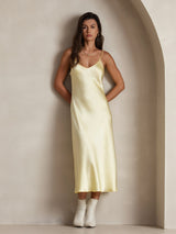 [Jaune Clair] SilkSilky-FR Sleeveless V Neck Chemises de nuit 001