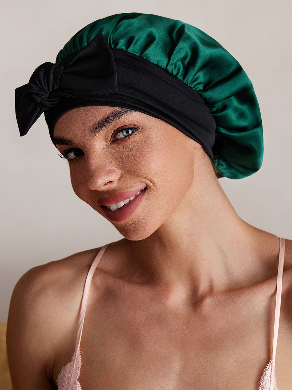 SilkSilky-FR Soie Sleep Cap VertFoncé 006