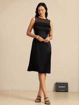 [Noir] SilkSilky-FR Sleeveless Illusion Neck Robes 007