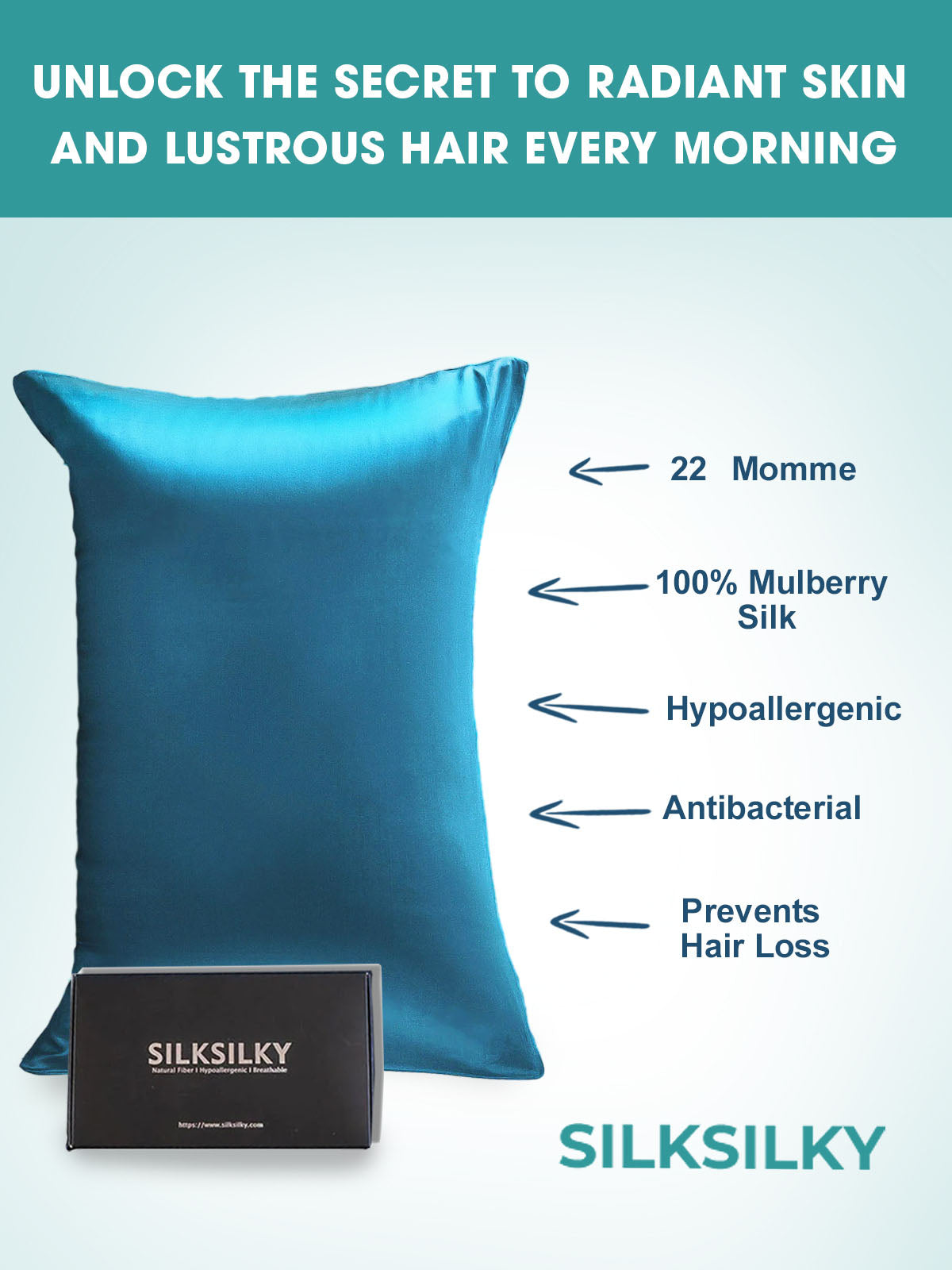 [Bleu Royal] SilkSilky-FR 22Momme Pure Soie Pillowcase 003