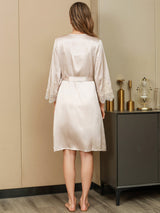 [Ivory] SilkSilky-FR Pure Soie Trois-quart Womens Robe 003
