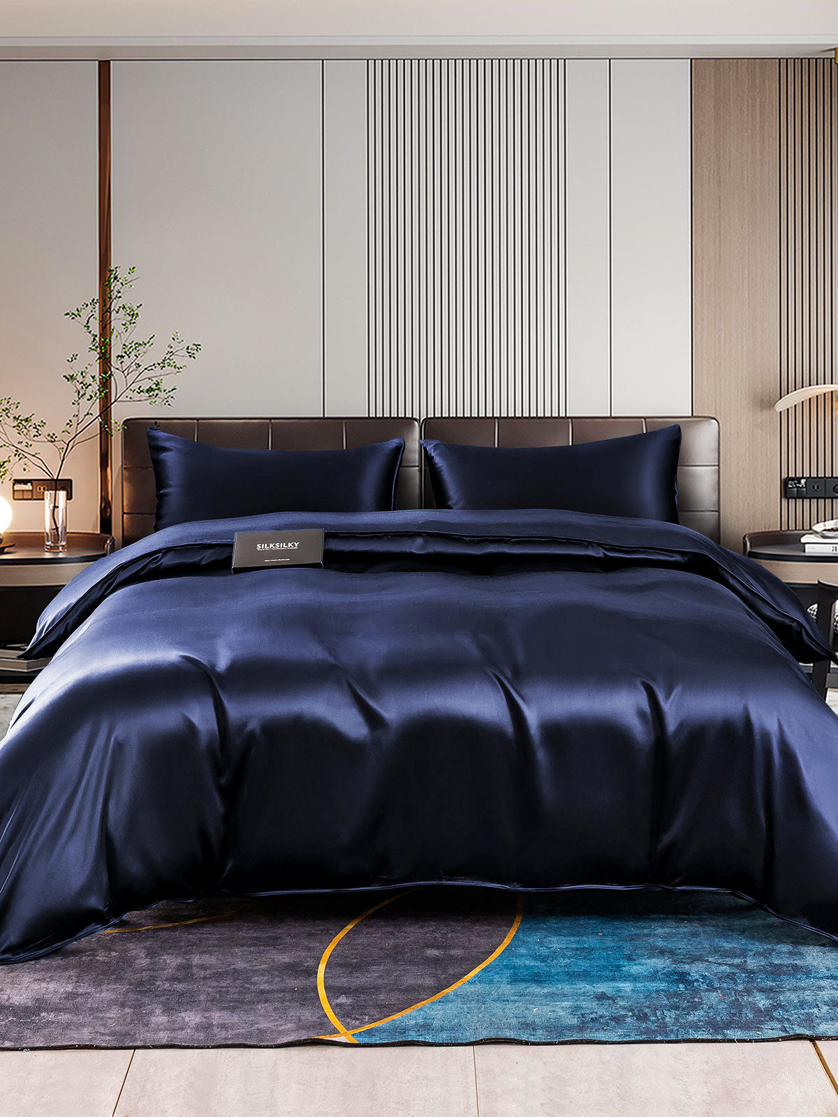 [Bleu Foncé] SilkSilky-FR 22Momme Pure Soie Bedding Set 001
