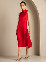 [Rouge] SilkSilky-FR Sleeveless Tie Neck Robes 006
