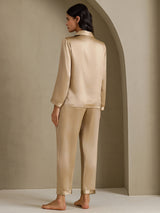 [Or Champagne] SilkSilky-FR Long Sleeve Lapel Collar Femme Pyjamas 002