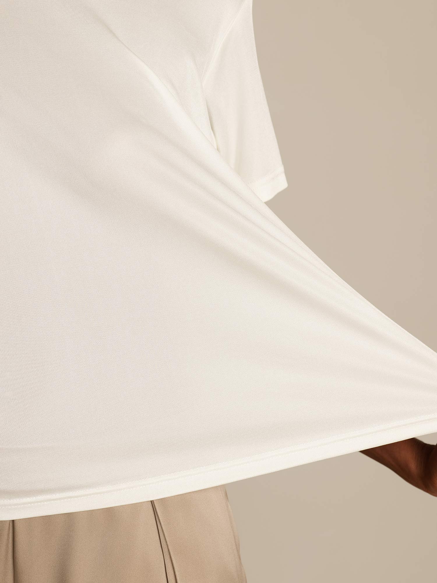 [Blanc] SilkSilky-FR Soie Tricotée Col Rond Femme T-Shirt 005