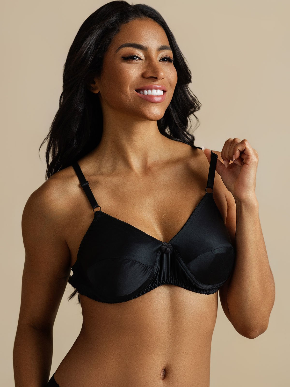 [Noir] SilkSilky-FR Soie Bra 005,