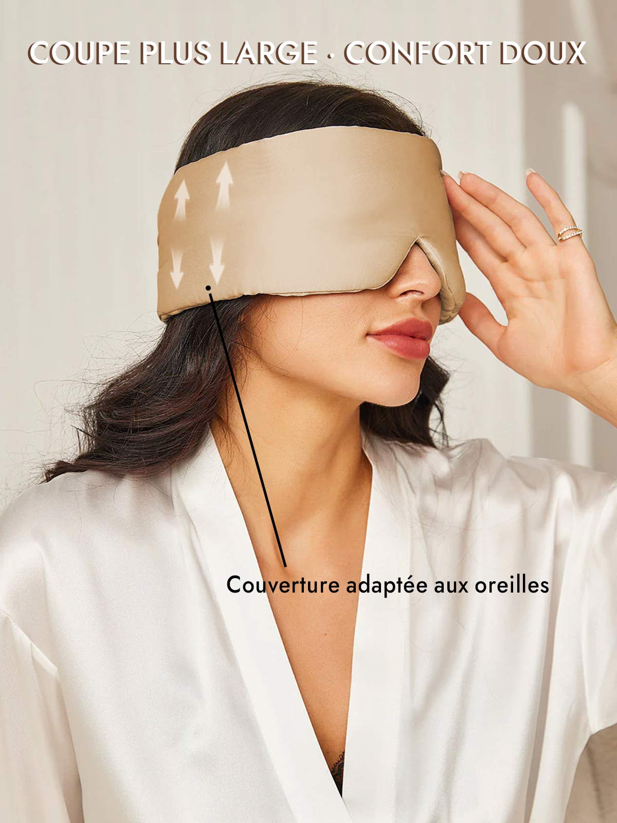 [Beige] SilkSilky-FR 19Momme Pure Silk Eye Mask 005