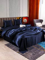 [Bleu Foncé] SilkSilky-FR Parure de Lit Soie 003