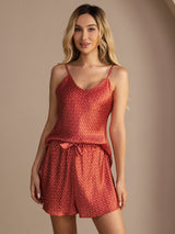 [Ginkgo Bordeaux] SilkSilky-FR Sleeveless V Neck Ensemble Camisole 006