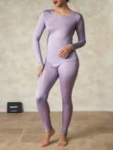 [Violette] SilkSilky-FR Manches longues Col Rond Sous Vêtements Longs Femme 004