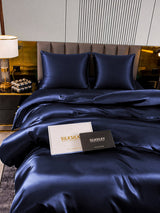 [Bleu Foncé] SilkSilky-FR Parure de Lit Soie 005
